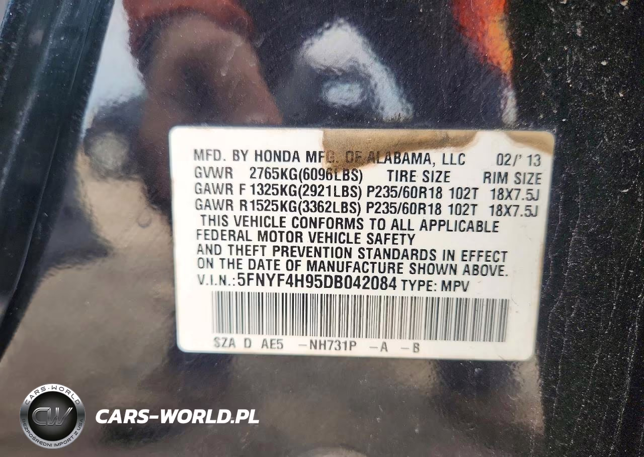 2013 Honda Pilot Touring VIN:5FNYF4H95DB042084 - 13