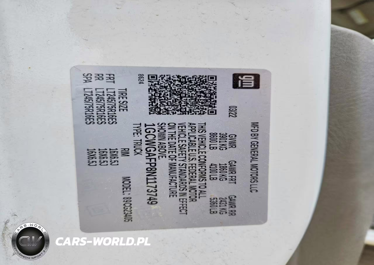 2022 Chevrolet Express 25 VIN:1GCWGAFP8N1173749 - 13