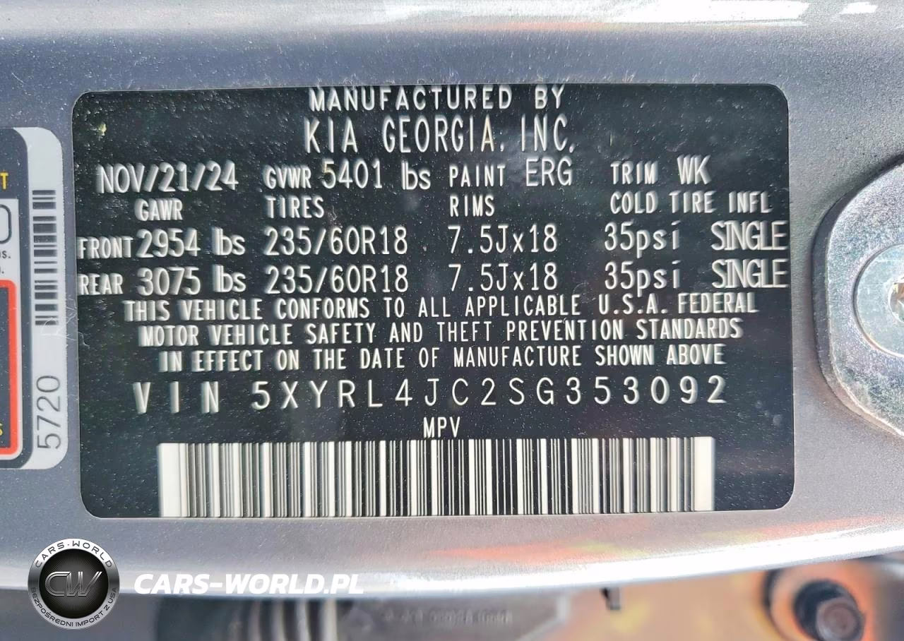 2025 Kia Sorento S VIN:5XYRL4JC2SG353092 - 14