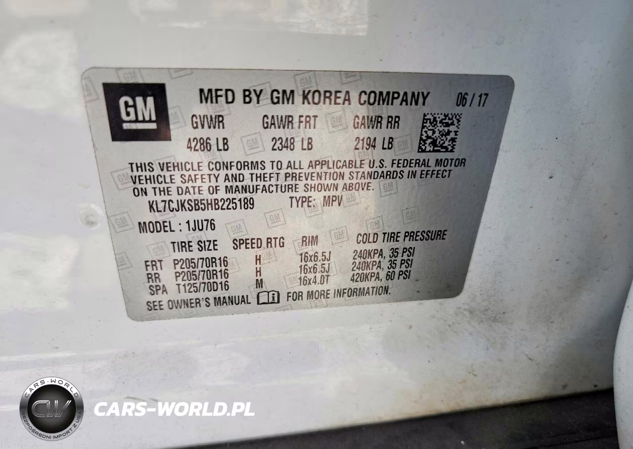 2017 Chevrolet Trax Ls VIN:KL7CJKSB5HB225189 - 12