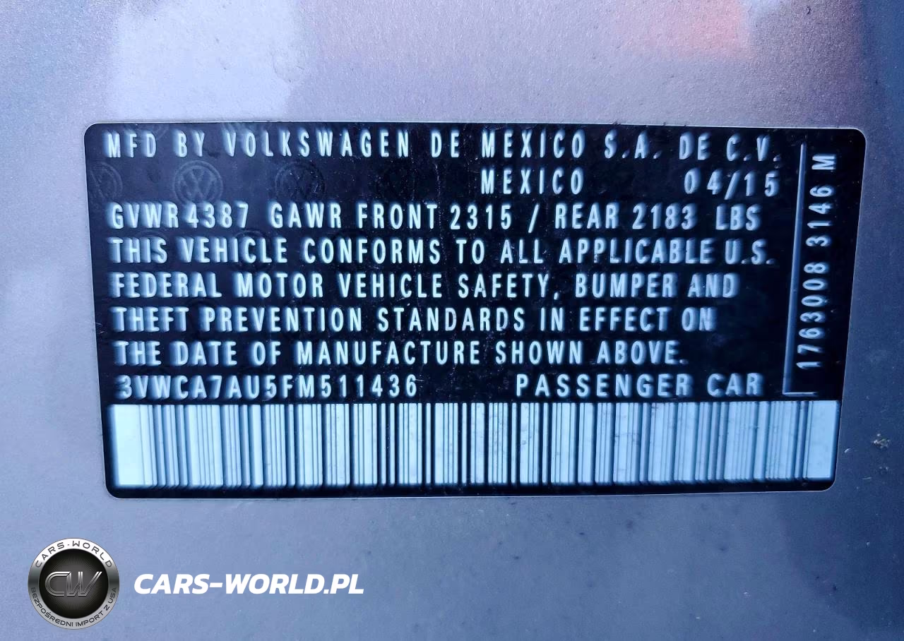 2015 Volkswagen Golf Sportwagen Tdi S VIN:3VWCA7AU5FM511436 - 14