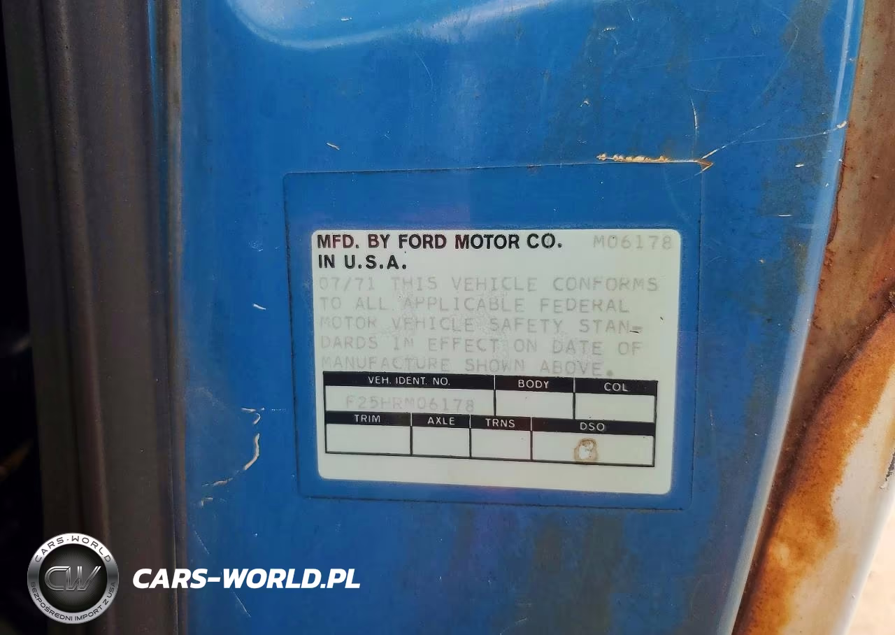1971 Ford F250 VIN:F25HRM06178 - 12