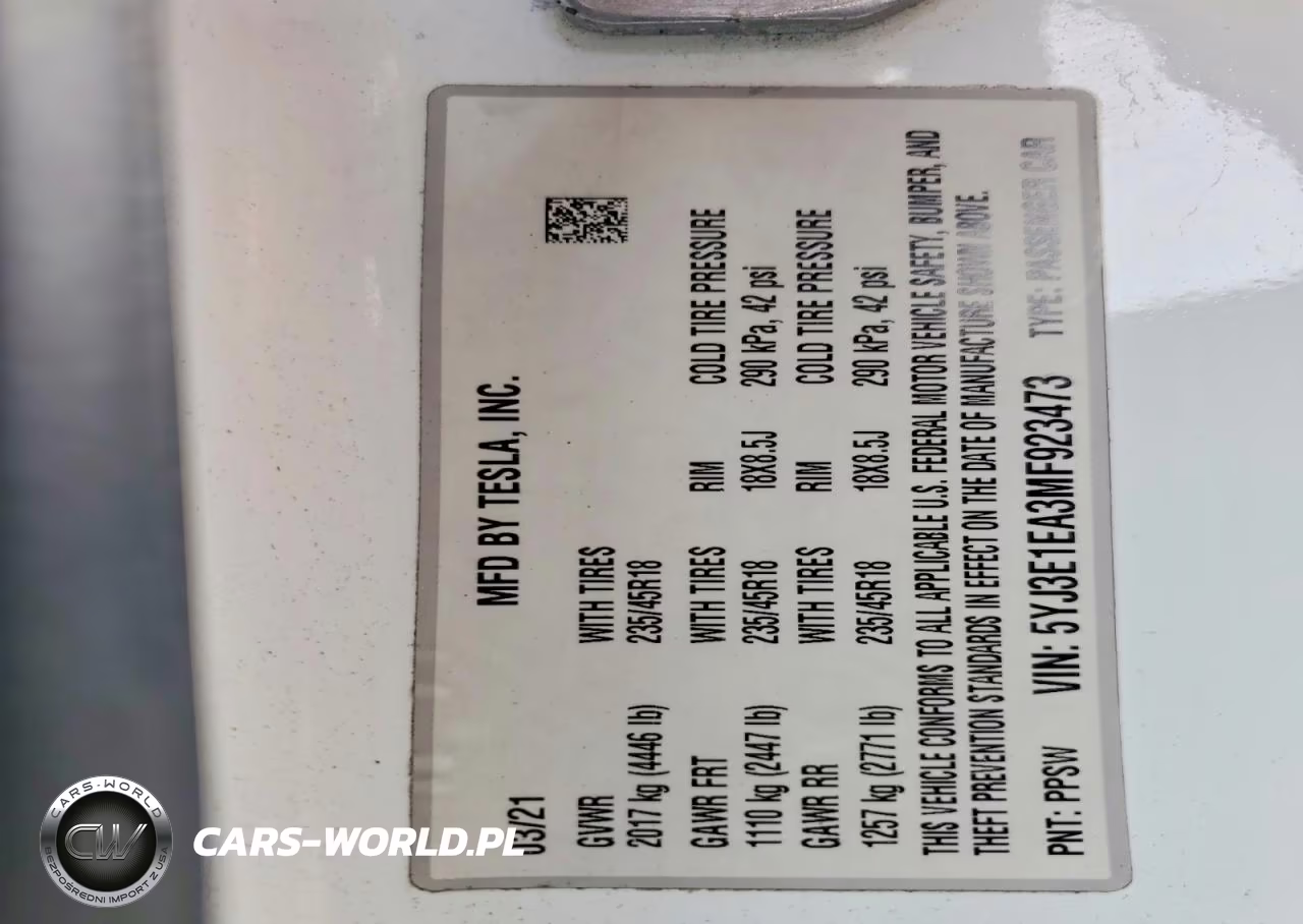 2021 Tesla Model 3 VIN:5YJ3E1EA3MF923473 - 13