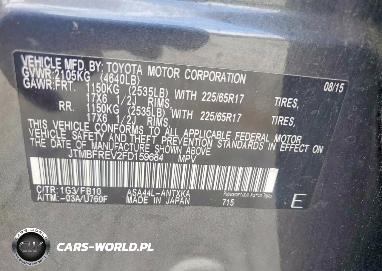 2015 Toyota Rav4 Le VIN:JTMBFREV2FD159684 - 13