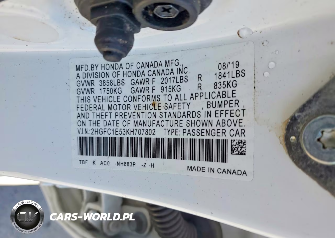2019 Honda Civic Si VIN:2HGFC1E53KH707802 - 12
