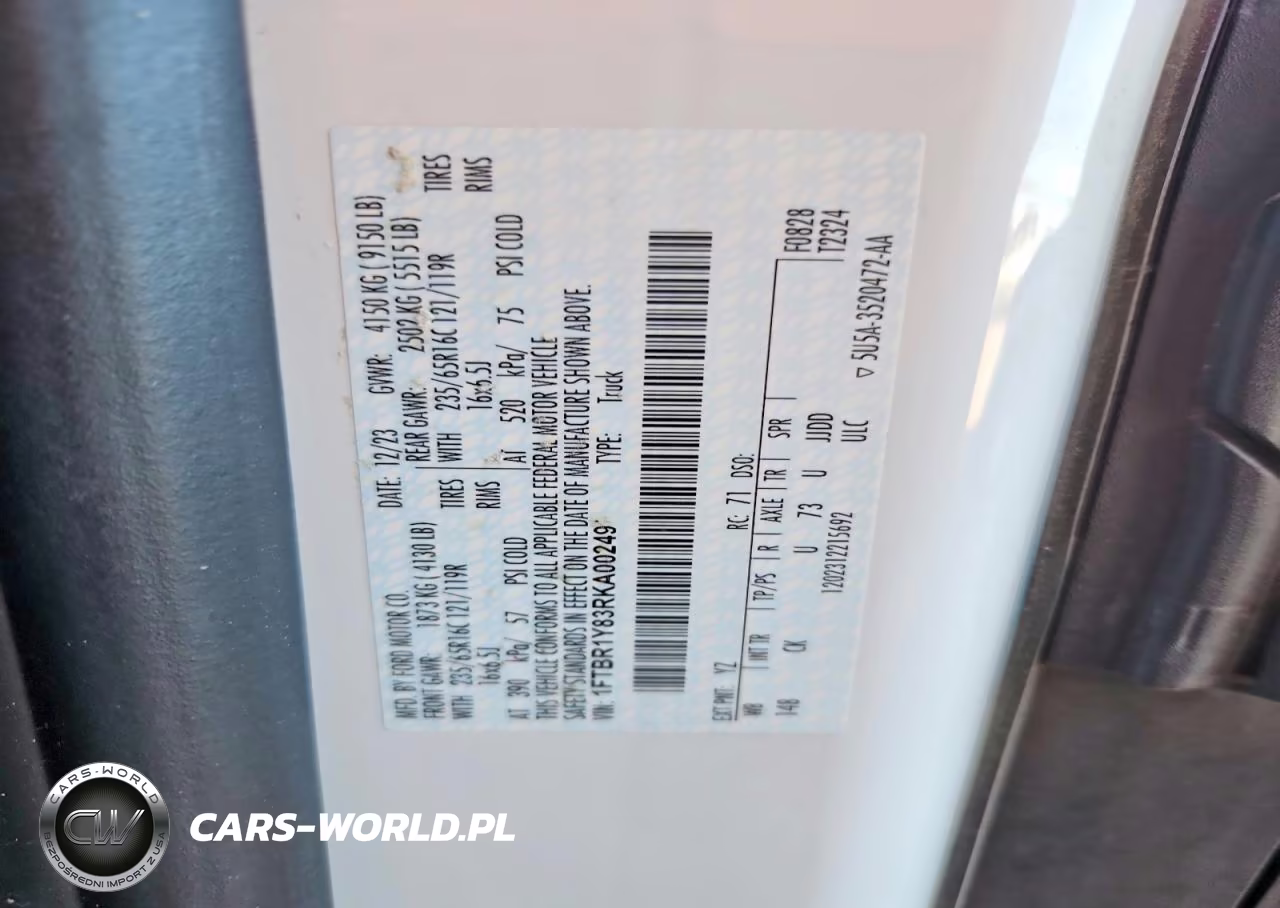 2024 Ford Transit T-250 VIN:1FTBR1Y83RKA00249 - 13