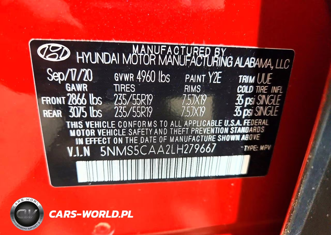 2020 Hyundai Santa Fe Limited 2.0T VIN:5NMS5CAA2LH279667 - 13