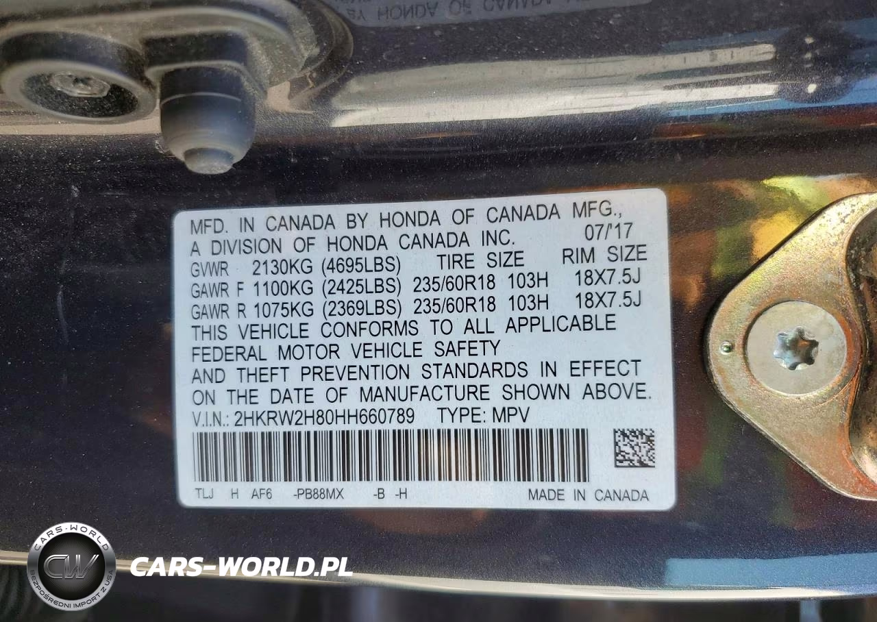2017 Honda Cr-V Exl VIN:2HKRW2H80HH660789 - 12