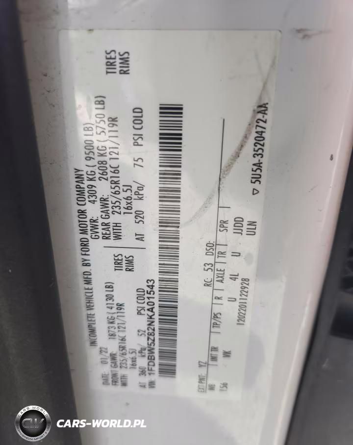 2022 Ford Transit Delivery Truck VIN:1FDBW5Z82NKA01543 - 12