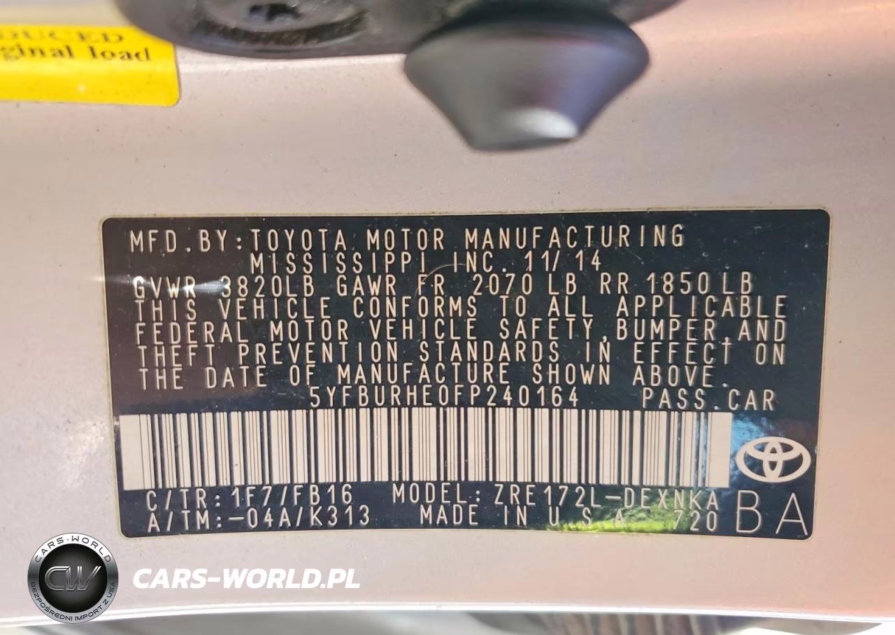 2015 Toyota Corolla Le VIN:5YFBURHE0FP240164 - 12
