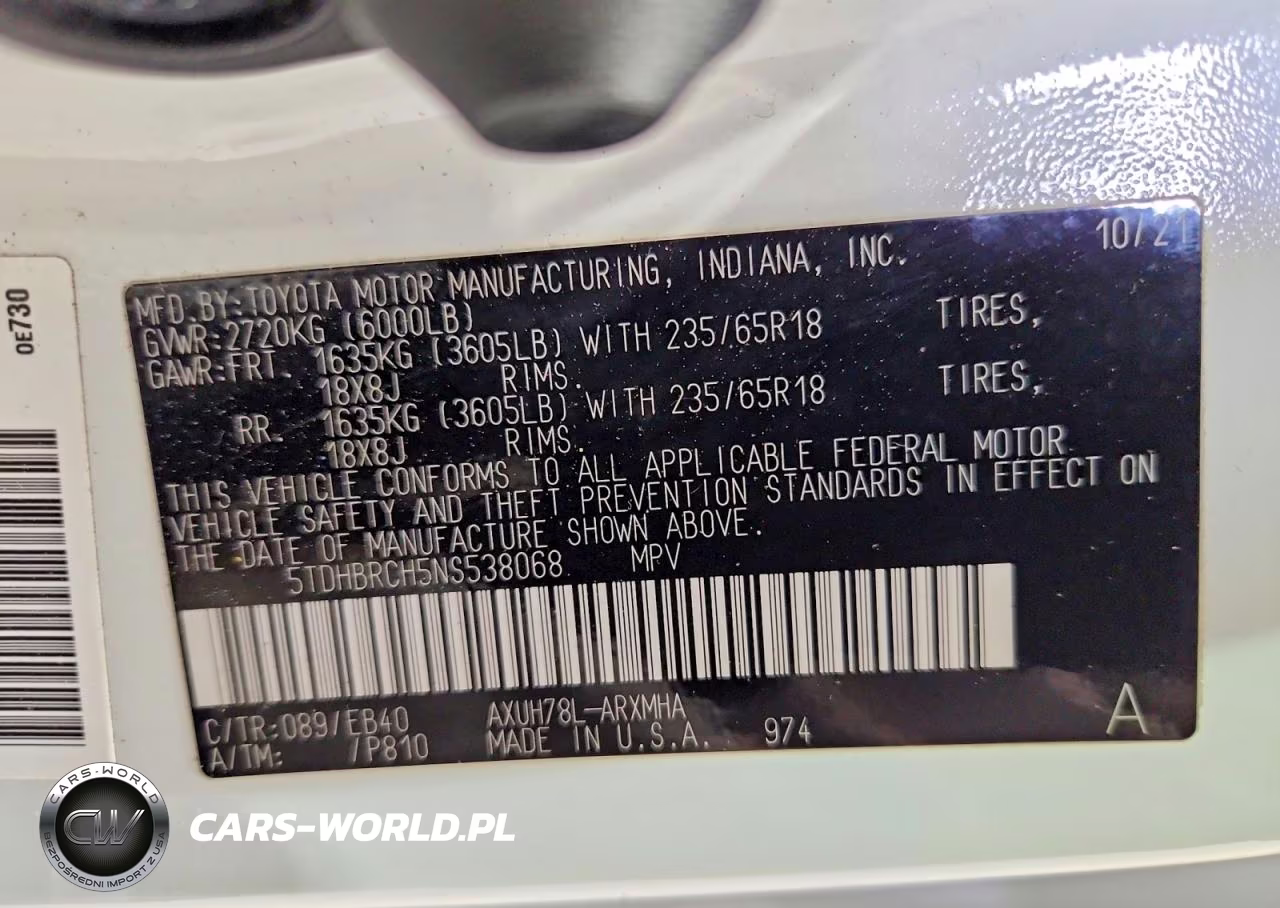 2022 Toyota Highlander Hybrid Xle VIN:5TDHBRCH5NS538068 - 13