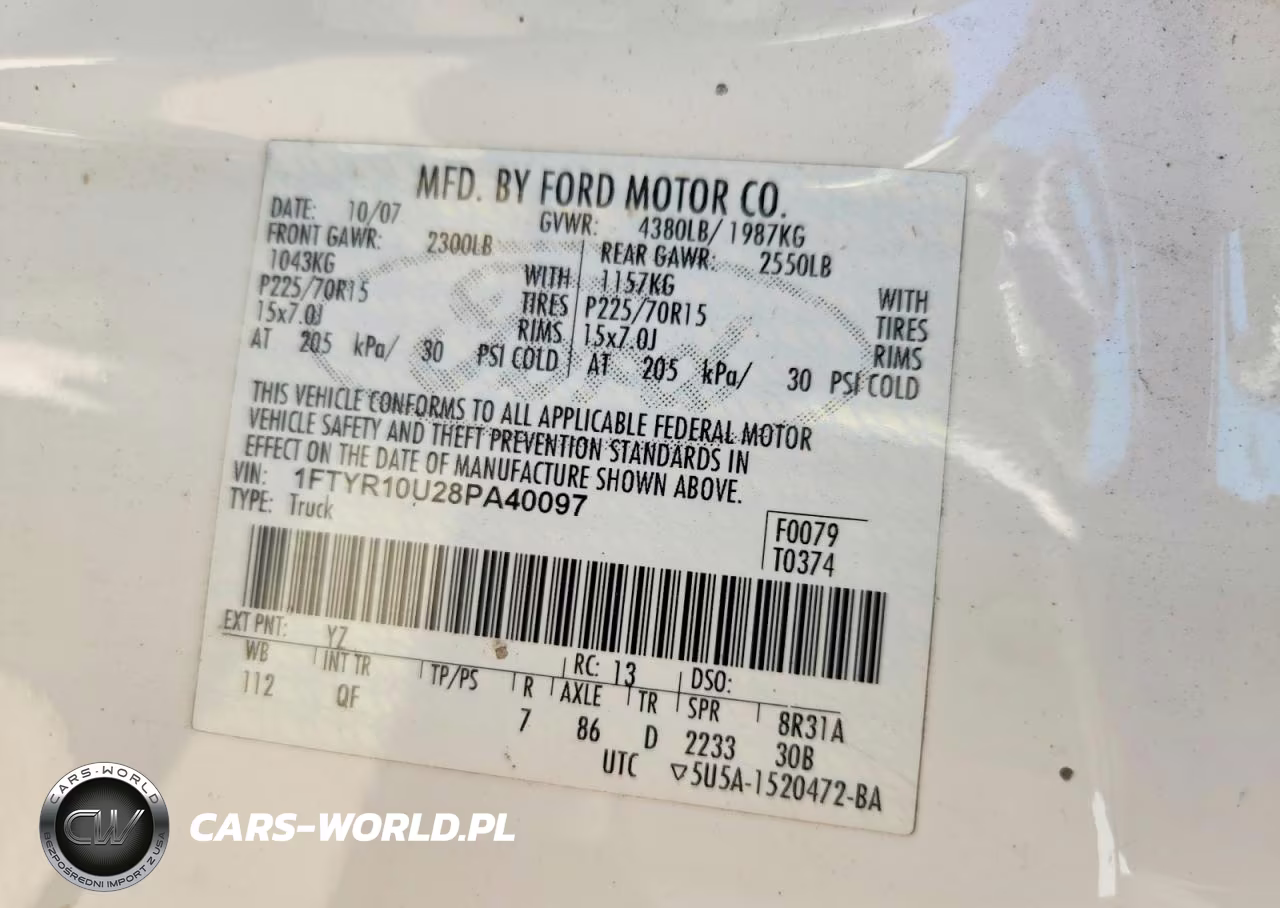 2008 Ford Ranger VIN:1FTYR10U28PA40097 - 12