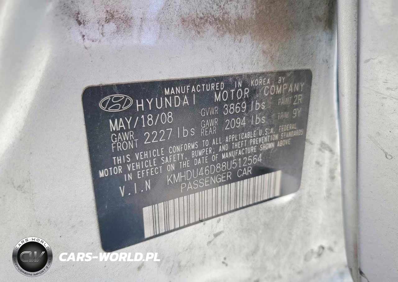 2008 Hyundai Elantra Gls VIN:KMHDU46D88U512564 - 12