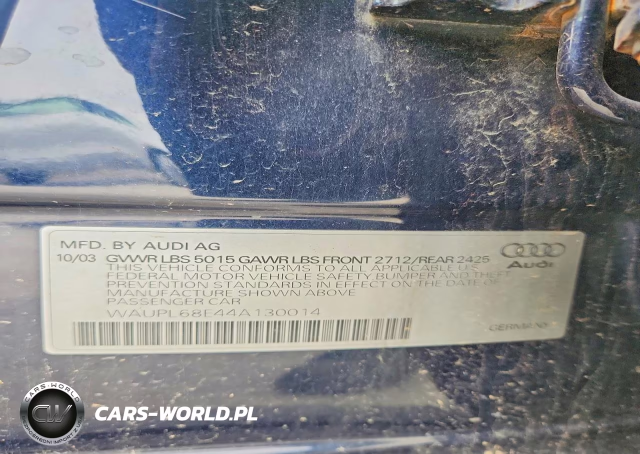 2004 Audi S4 VIN:WAUPL68E44A130014 - 13
