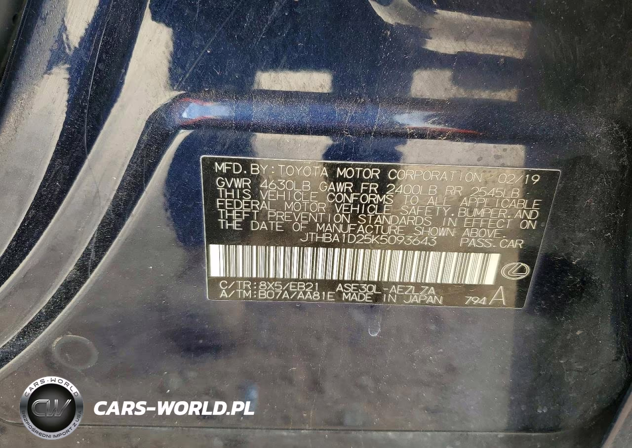 2019 Lexus Is 300 VIN:JTHBA1D25K5093643 - 12