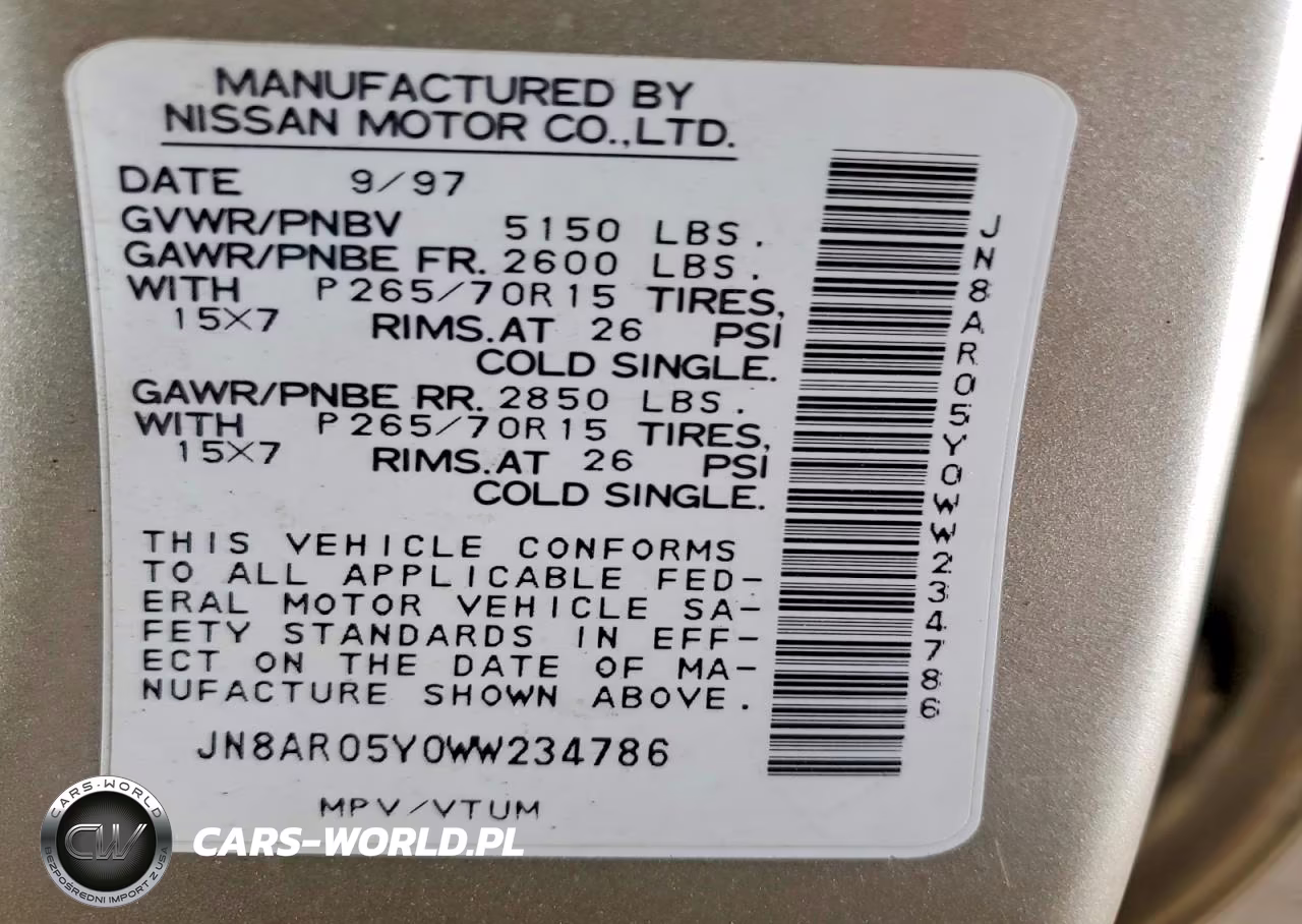 1998 Nissan Pathfinder Xe VIN:JN8AR05Y0WW234786 - 12
