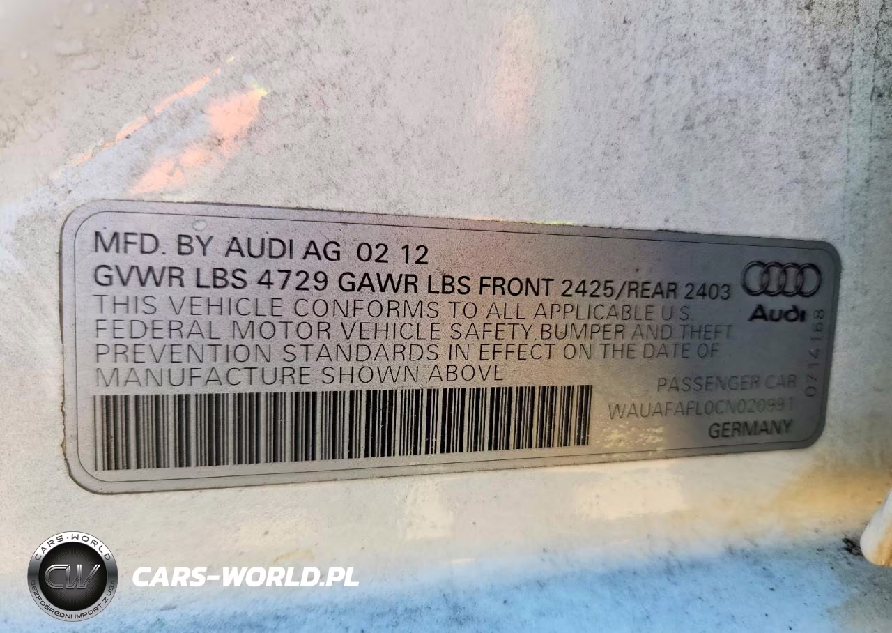 2012 Audi A4 Premium VIN:WAUAFAFL0CN020991 - 12