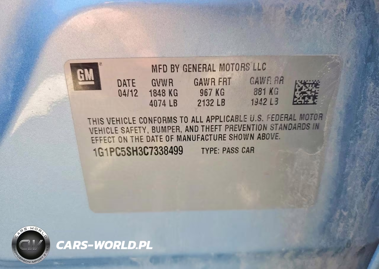 2012 Chevrolet Cruze Ls VIN:1G1PC5SH3C7338499 - 12