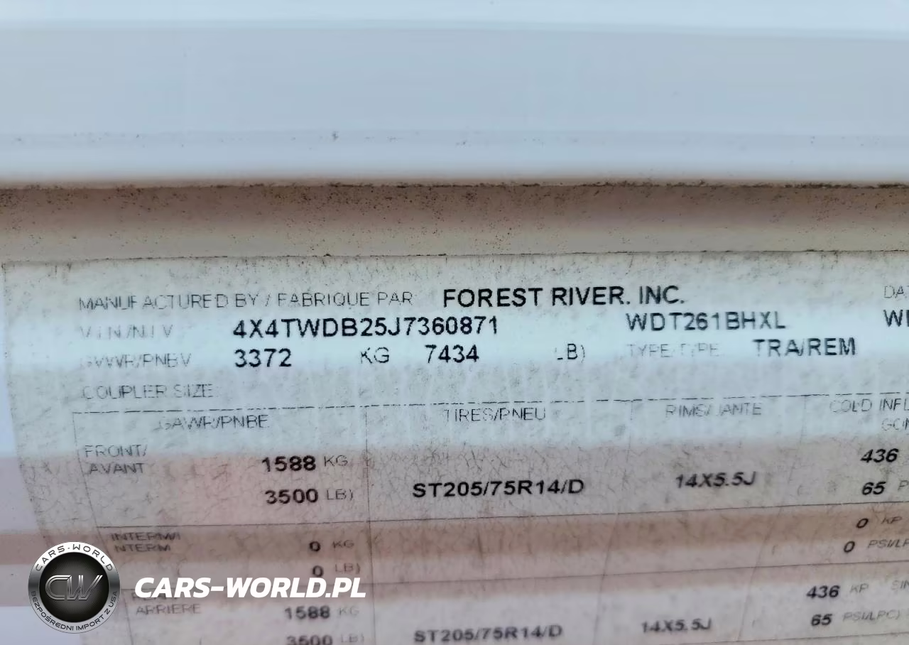 2018 Forest River Wildwood Camper VIN:4X4TWDB25J7360871 - 8