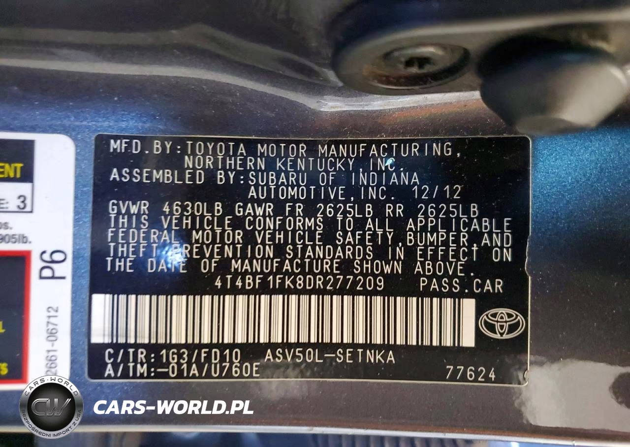 2013 Toyota Camry Le VIN:4T4BF1FK8DR277209 - 12
