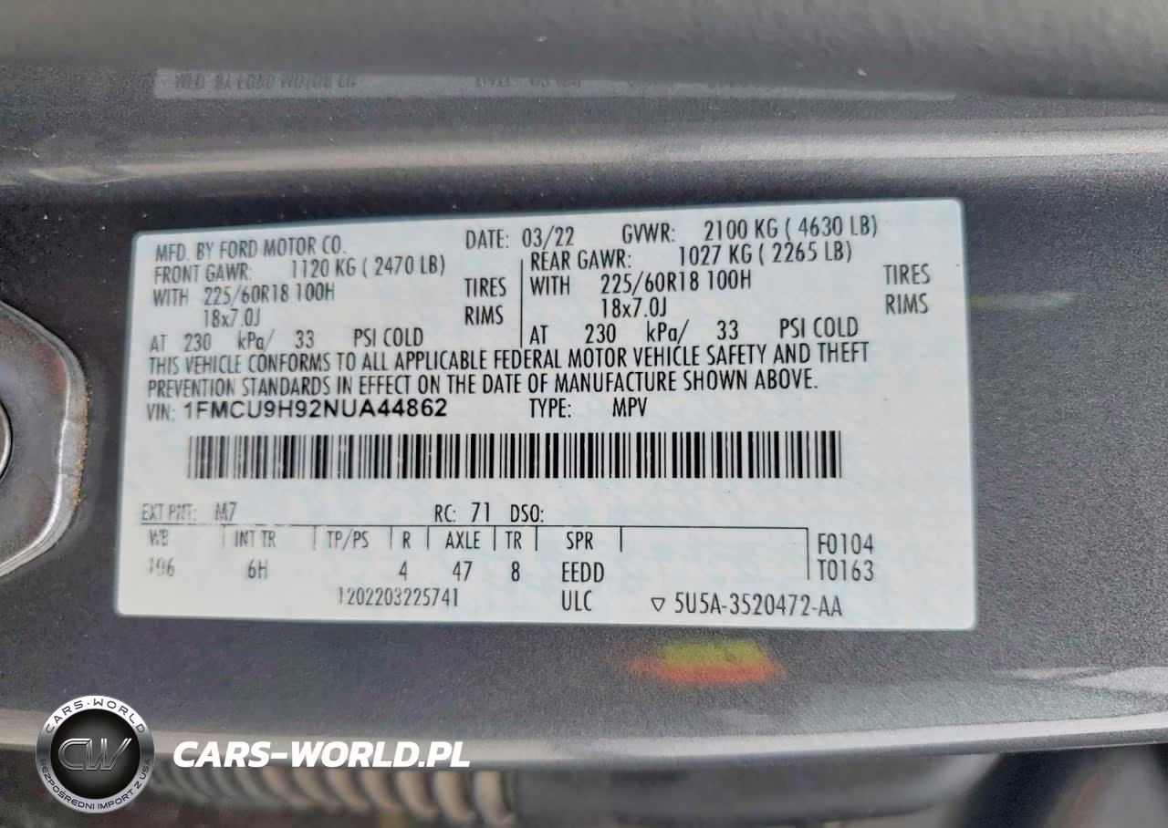 2022 Ford Escape Sel VIN:1FMCU9H92NUA44862 - 13