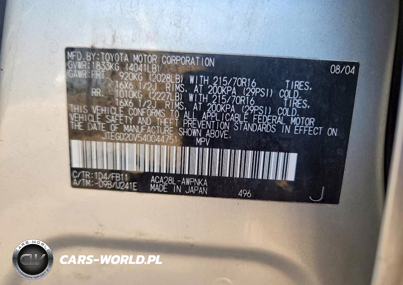 2004 Toyota Rav4 Base VIN:JTEGD20V540044751 - 12