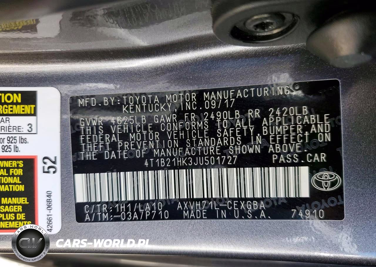 2018 Toyota Camry Hybrid Xle VIN:4T1B21HK3JU501727 - 12