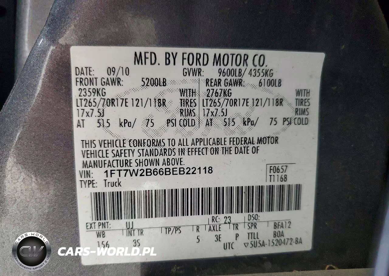 2011 Ford F250 Super Duty VIN:1FT7W2B66BEB22118 - 13