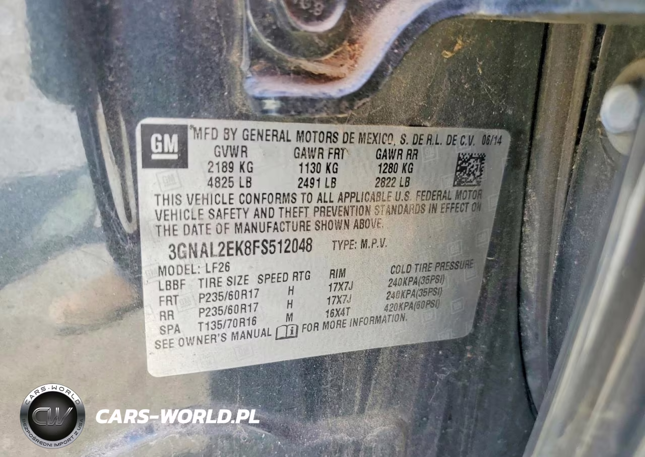 2015 Chevrolet Captiva Ls VIN:3GNAL2EK8FS512048 - 12
