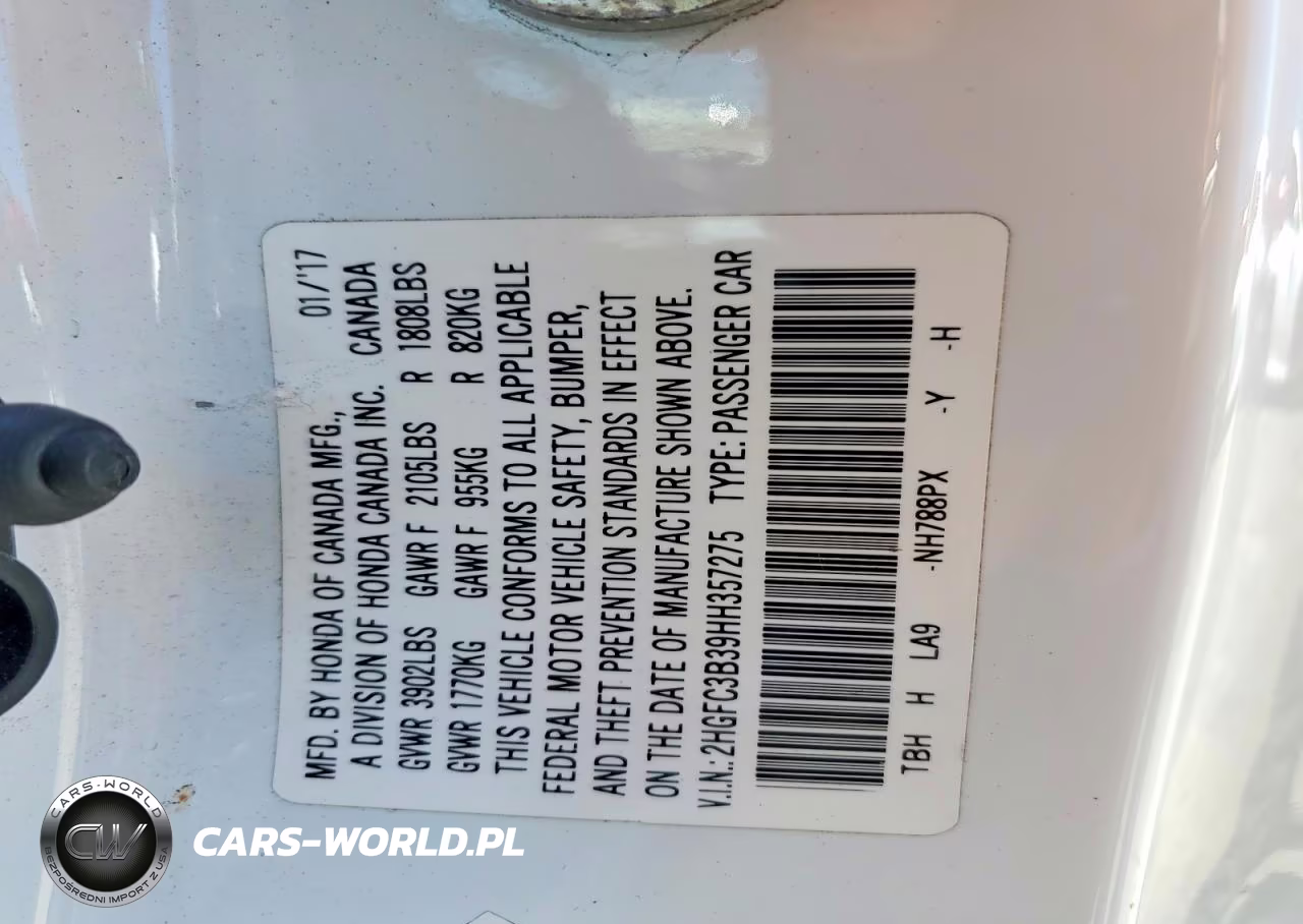 2017 Honda Civic Ex VIN:2HGFC3B39HH357275 - 13