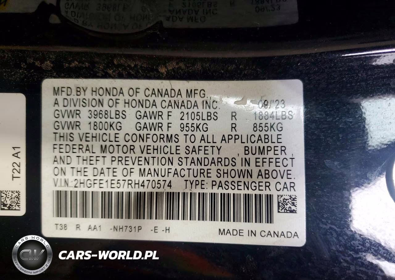 2024 Honda Civic Si VIN:2HGFE1E57RH470574 - 12