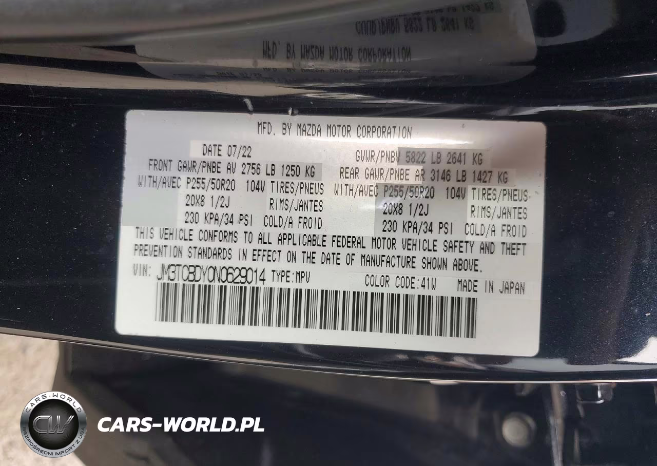 2022 Mazda Cx-9 Grand Touring VIN:JM3TCBDY0N0629014 - 13