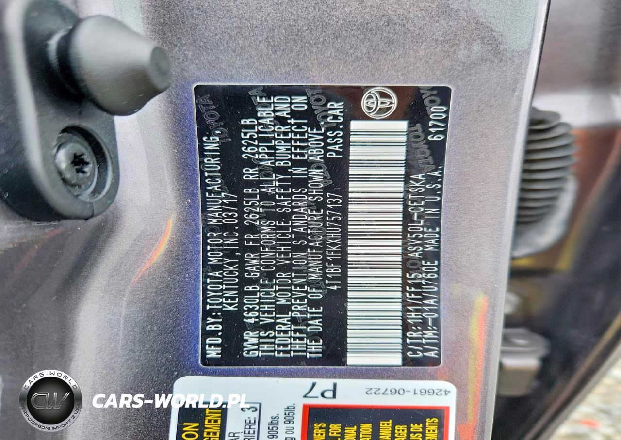 2017 Toyota Camry Se VIN:4T1BF1FKXHU757137 - 12