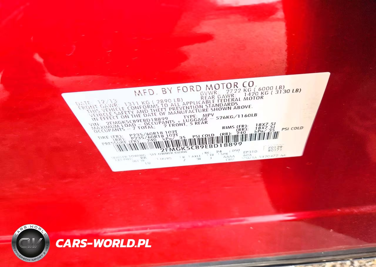 2014 Ford Flex Sel VIN:2FMGK5C89EBD18899 - 13