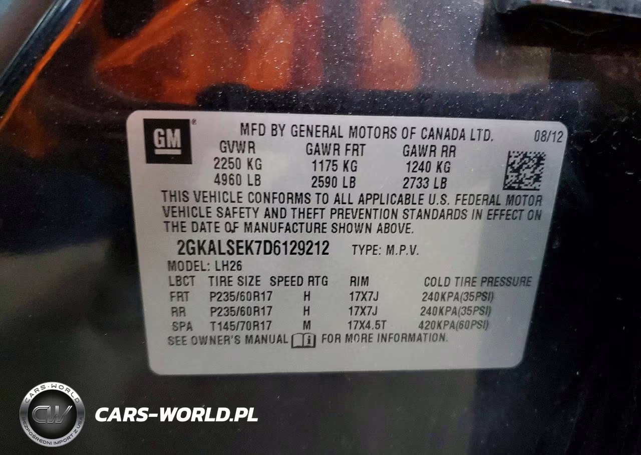 2013 GMC Terrain Sle VIN:2GKALSEK7D6129212 - 13