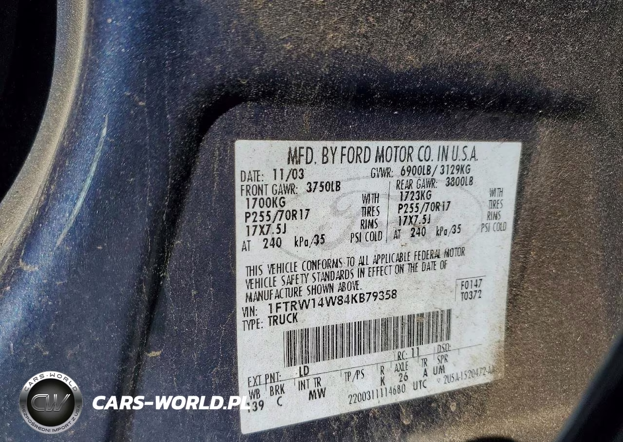 2004 Ford F150 Supercrew VIN:1FTRW14W84KB79358 - 12
