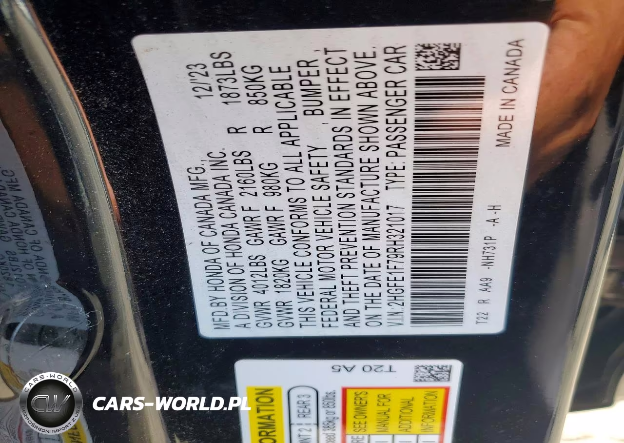 2024 Honda Civic Ex VIN:2HGFE1F79RH321017 - 12
