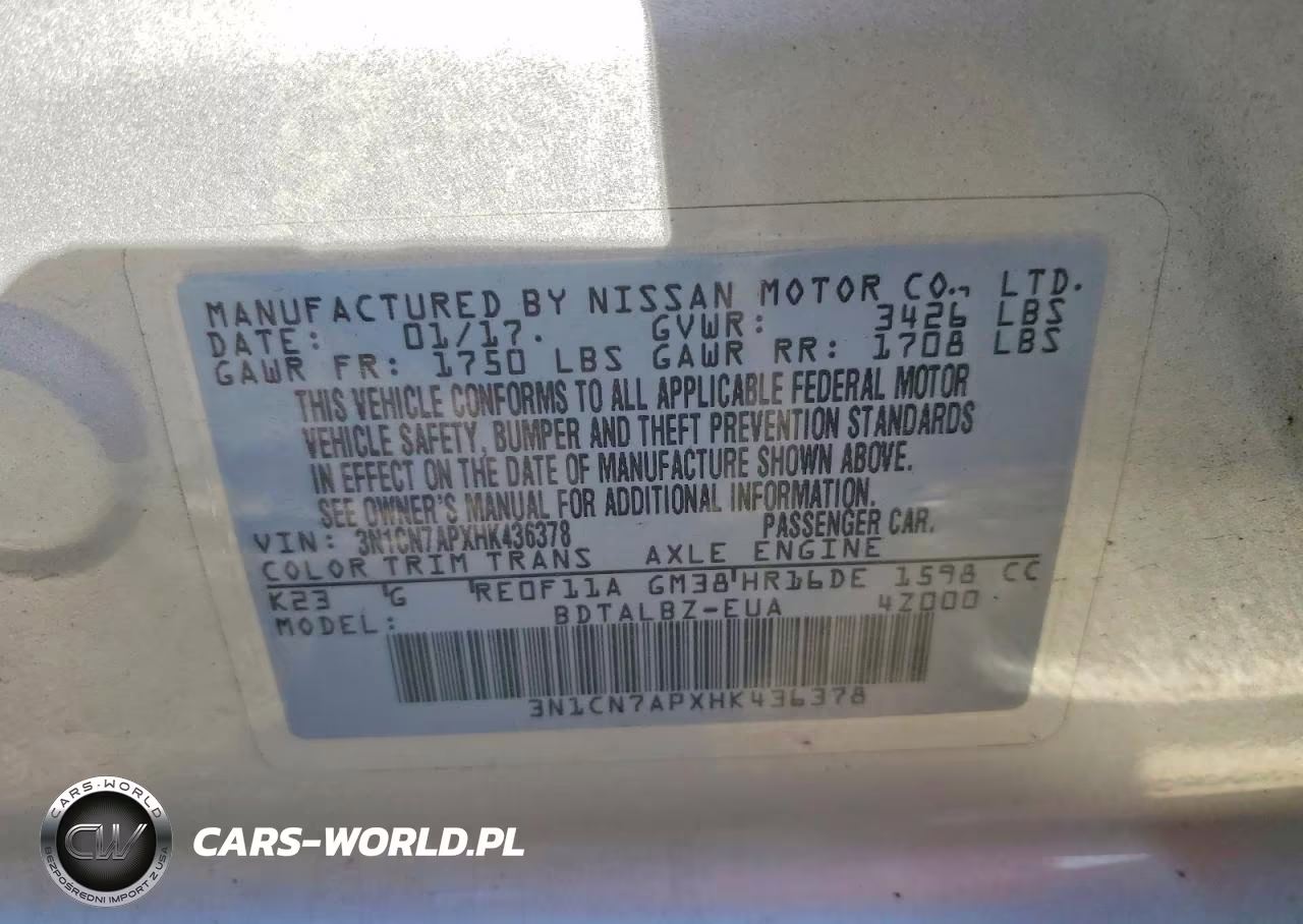 2017 Nissan Versa 1.6 Sv VIN:3N1CN7APXHK436378 - 12