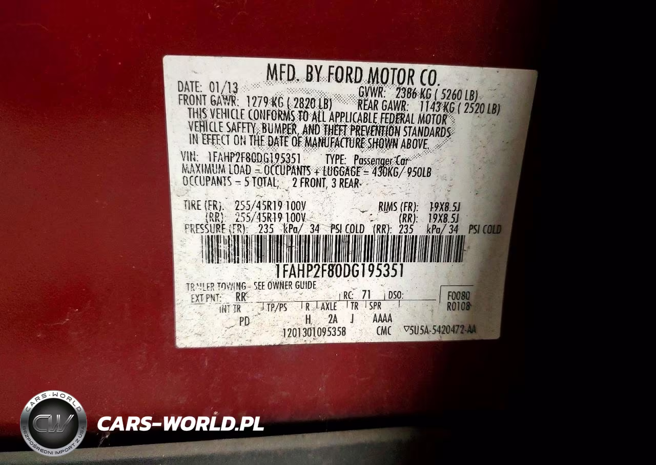 2013 Ford Taurus VIN:1FAHP2F80DG195351 - 12