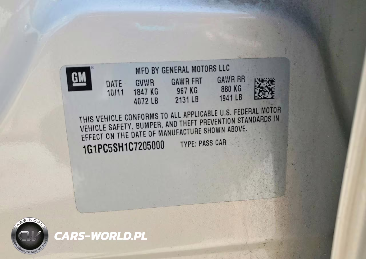 2012 Chevrolet Cruze Ls VIN:1G1PC5SH1C7205000 - 12