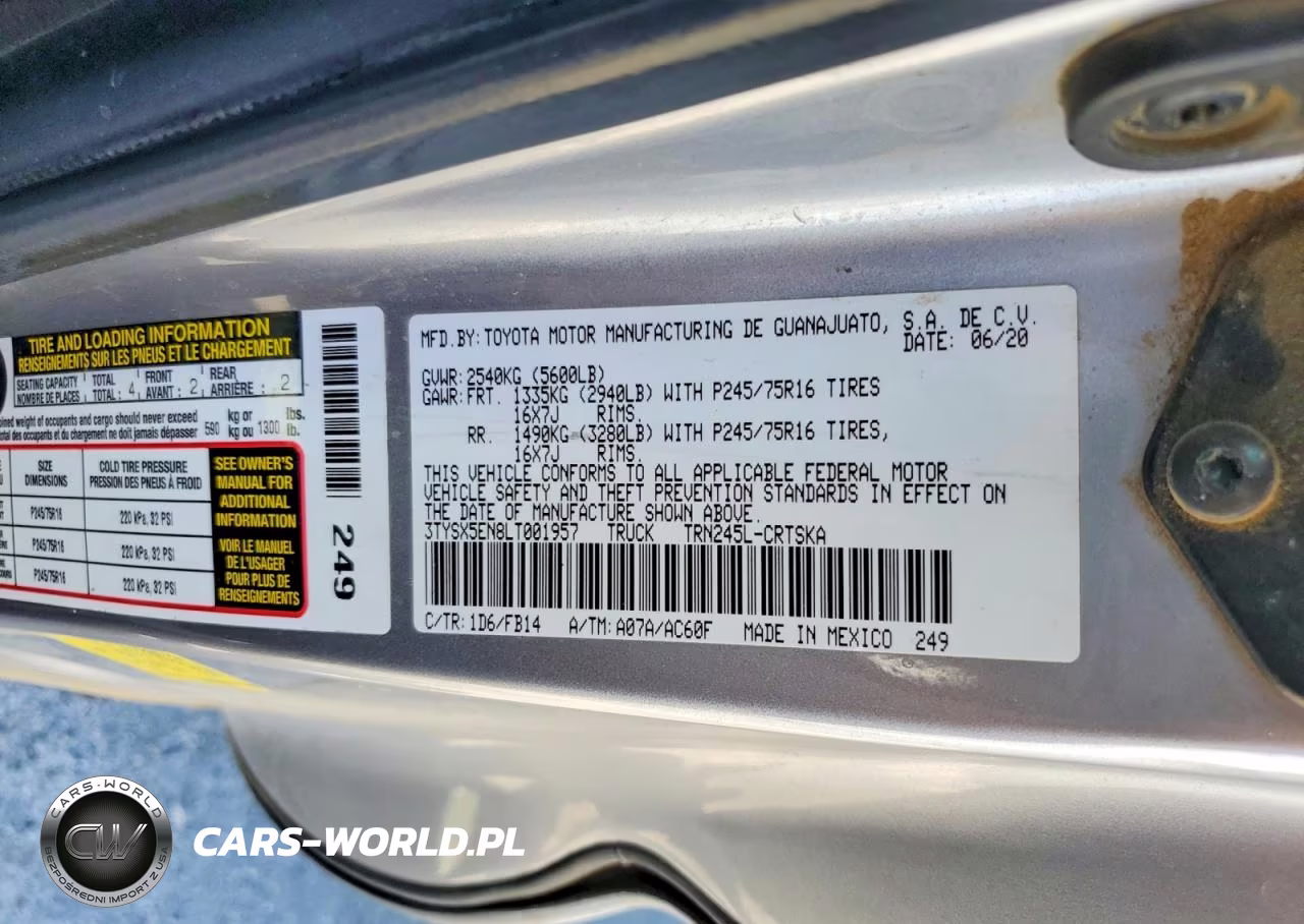 2020 Toyota Tacoma Sr VIN:3TYSX5EN8LT001957 - 12