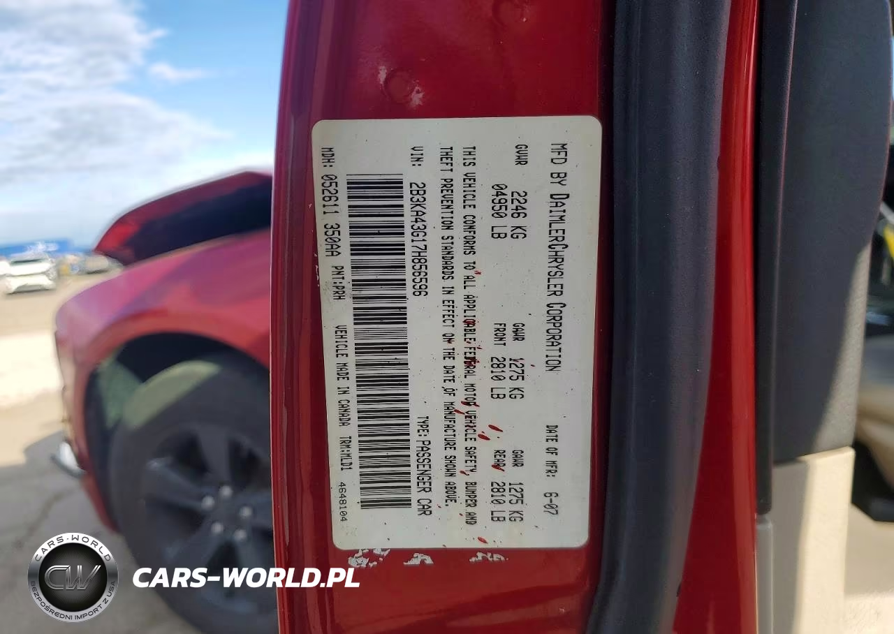 2007 Dodge Charger Se VIN:2B3KA43G17H856596 - 12