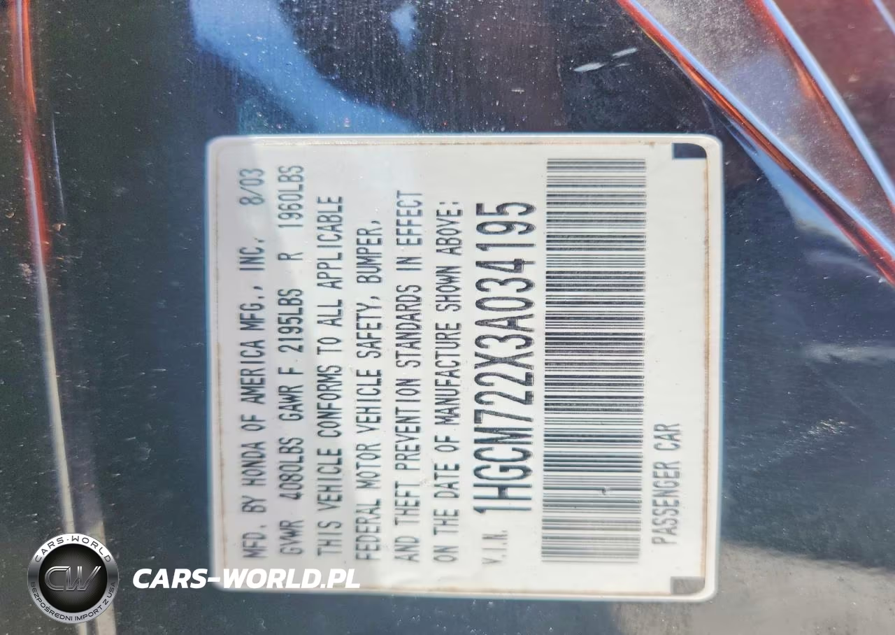 2003 Honda Accord Lx VIN:1HGCM722X3A034195 - 12