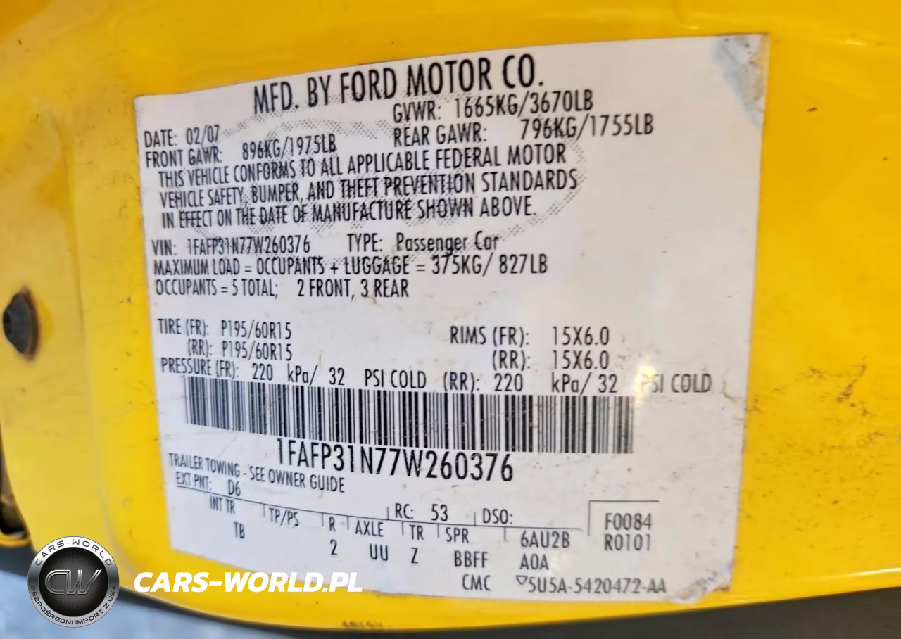2007 Ford Focus Zx3 VIN:1FAFP31N77W260376 - 12