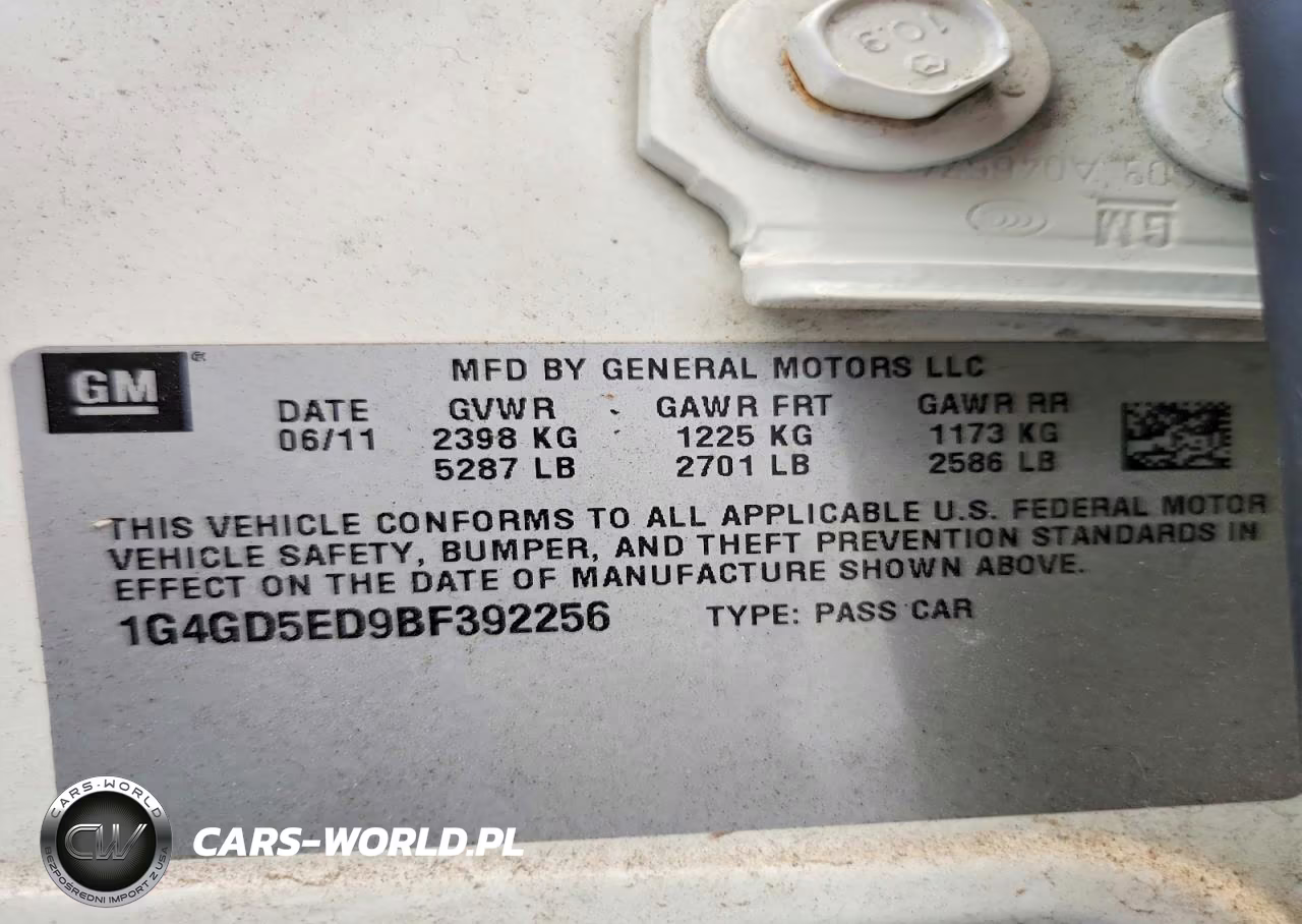 2011 Buick Lacrosse Cxl VIN:1G4GD5ED9BF392256 - 12
