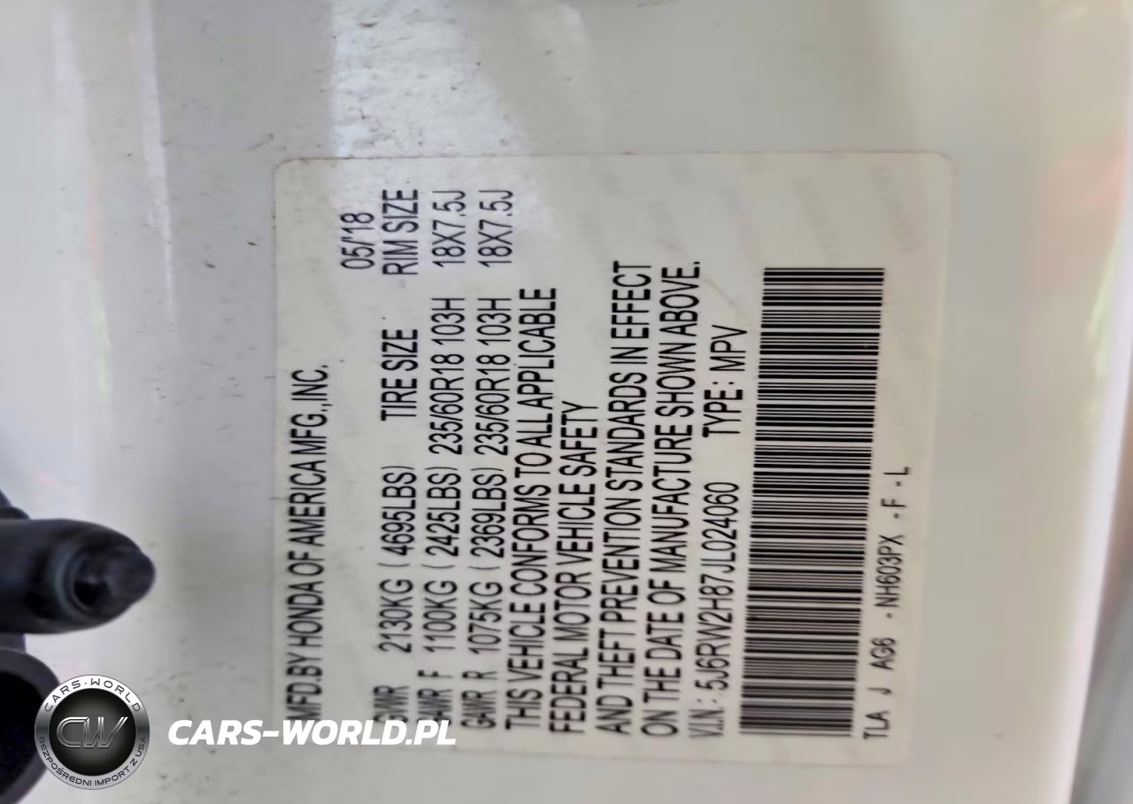 2018 Honda Cr-V Exl VIN:5J6RW2H87JL024060 - 13