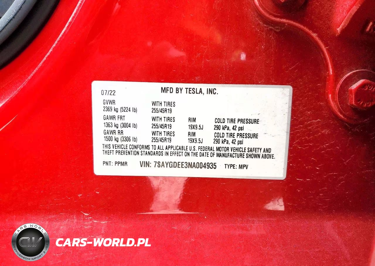 2022 Tesla Model Y Awd W-Long R VIN:7SAYGDEE3NA004935 - 14