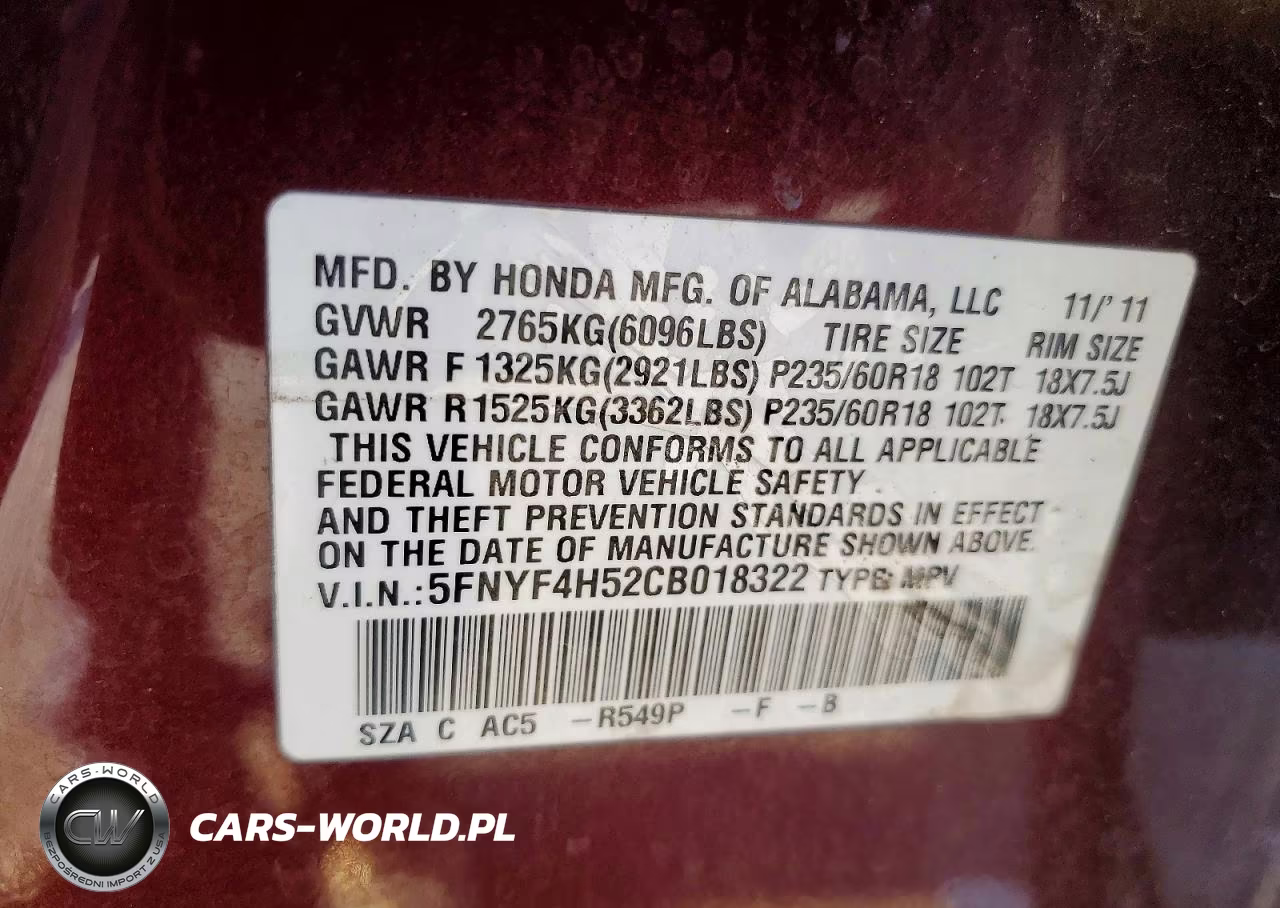 2012 Honda Pilot Exl VIN:5FNYF4H52CB018322 - 13