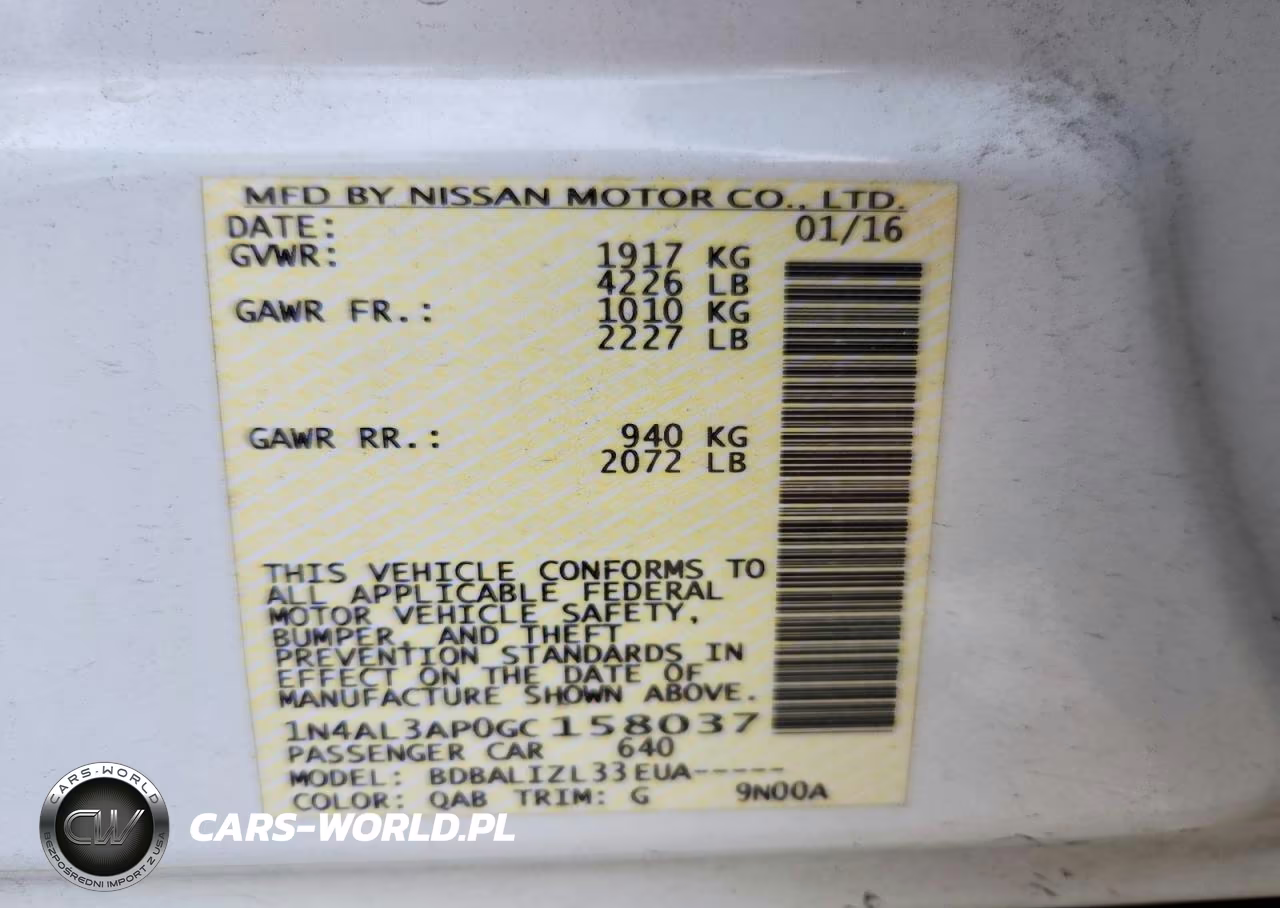 2016 NISSAN ALTIMA 2.5 SV VIN:1N4AL3AP0GC158037 - 12