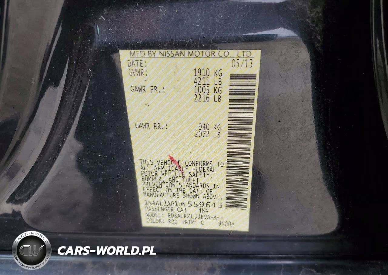 2013 Nissan Altima 2.5 VIN:1N4AL3AP1DN559645 - 12
